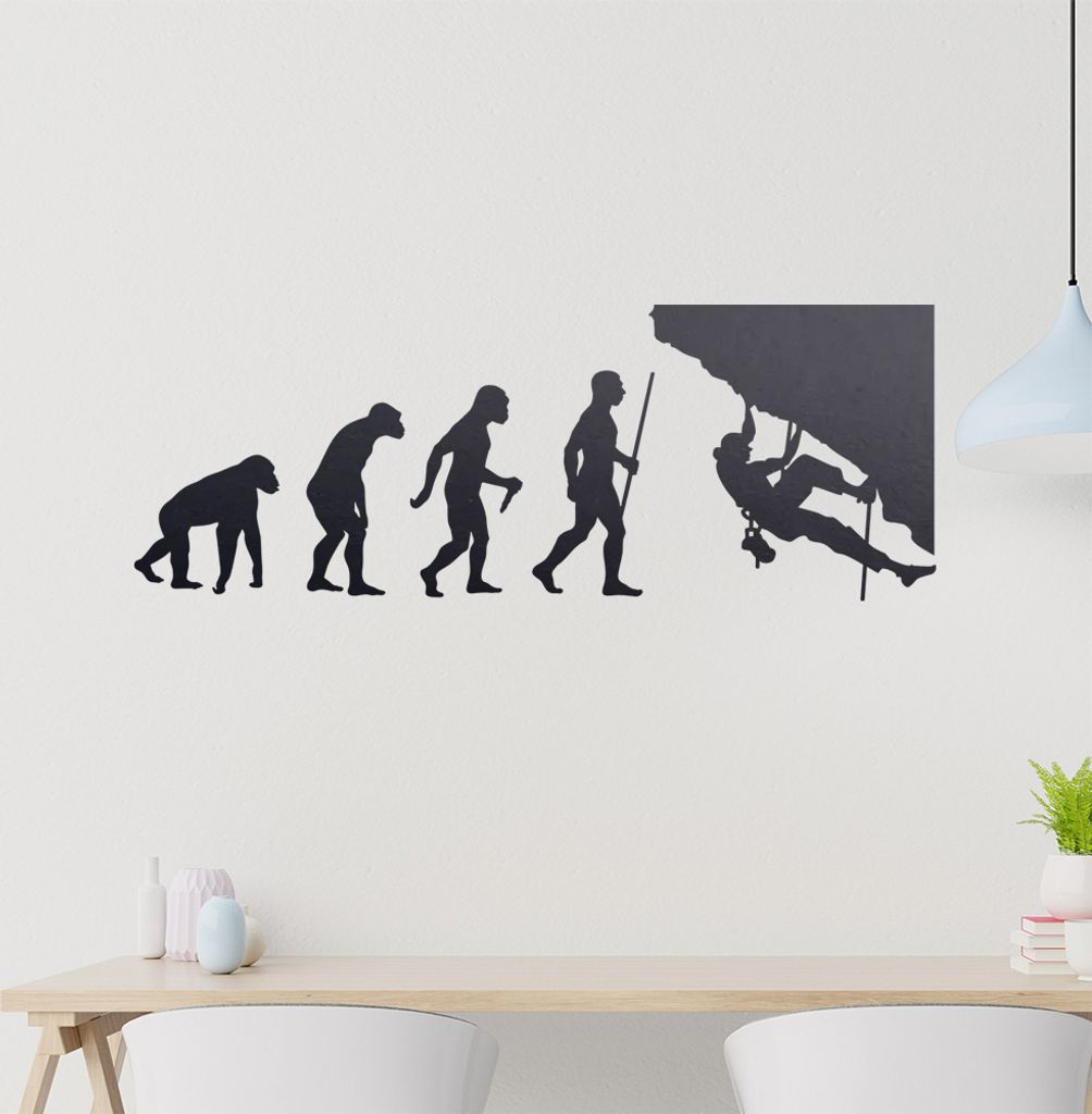 Klettern Kletterer Evolution Wandtattoo Wandaufkleber Wall Sticker - Dekoration, Küche, Wohnzimmer, Schlafzimmer, Badezimmer