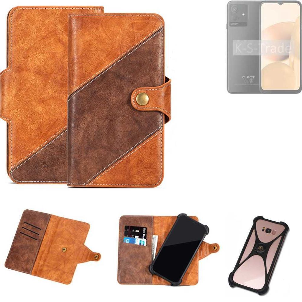 K-S-Trade Handyhülle Schutzhülle Bookstyle Case Wallet-Case kompatibel mit Cubot Note 50 Cover Klapphülle Kantenschutz Smartphone dunkelbraun braun