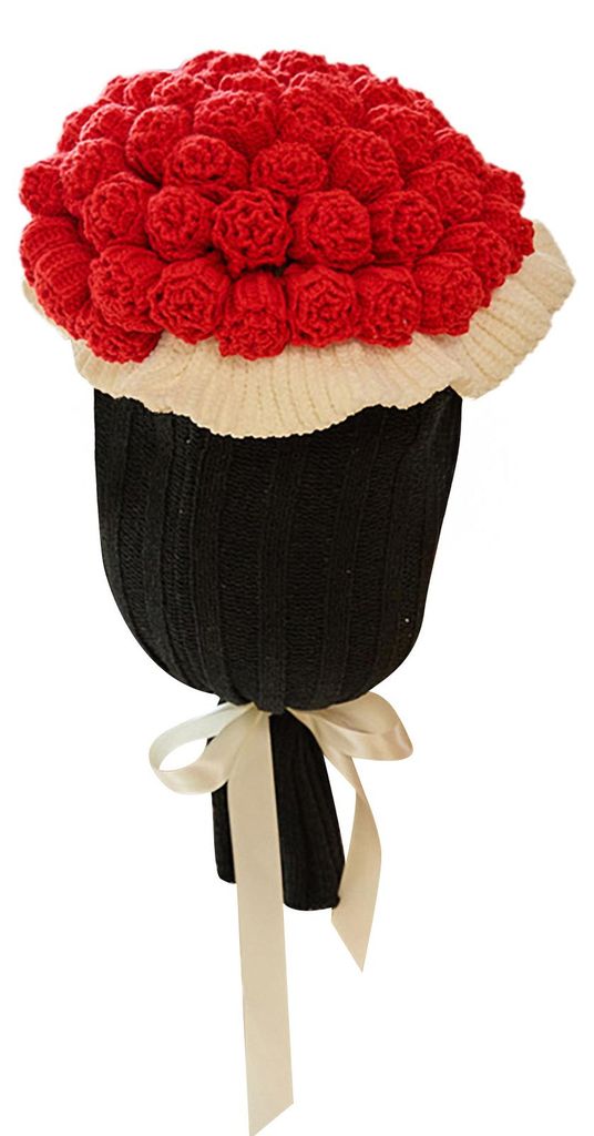 Rosenstrauß-Dekokissen, dekoratives Strickblumenkissen, Sofakissen, Bettkissen, Geschenk zum Valentinstag, Muttertag, Weihnachten