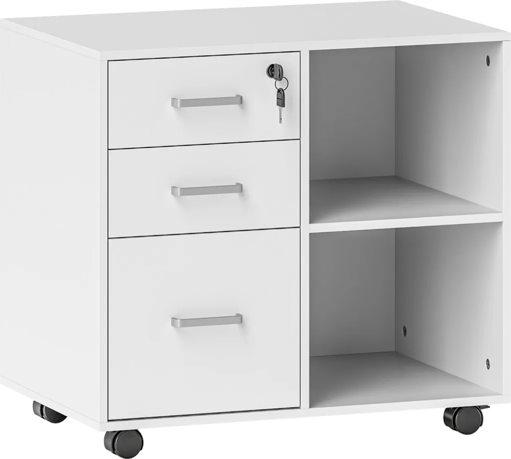 Meuble de Rangement pour Imprimante avec Caisson de Bureau à Roulettes