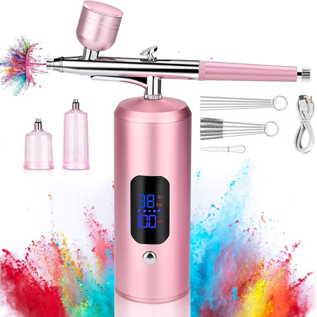 Airbrush-Kit, Airbrush-Pistolen-Set, 22/28/38PSI Tragbare Spritzpistole Set, kabellose Wiederaufladbares Hand-Airbrush-Set für Nägel, Malerei, Ma...