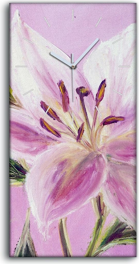 Wandkunst Leinwand Bild Uhr 30x60 Gemälde Blumen Pflanzen Blätter Kunst - weiße Hände