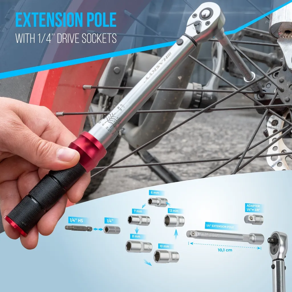 Coffret d'outillage vélo avec clé dynamométrique 1/4 pouce 32 éléments - 5