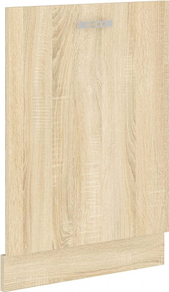 A close-up view of a cabinet door with a wood grain texture.