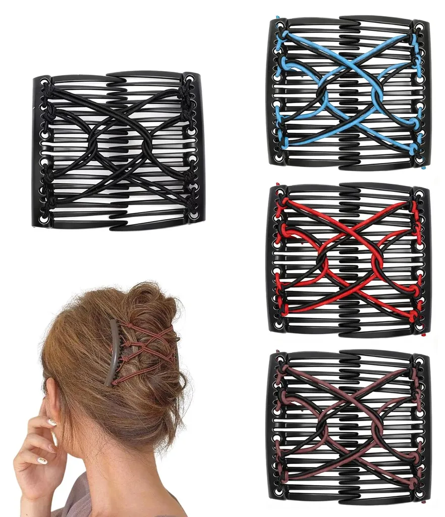 4 peignes magiques anti-glisse pour fixer cheveux épais et chignons plats