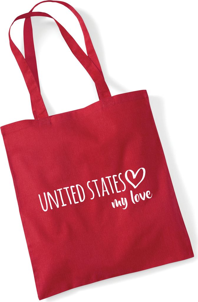 Huuraa Jutebeutel United States my love 10 Liter Classic Red Baumwolle Tasche Geschenkidee