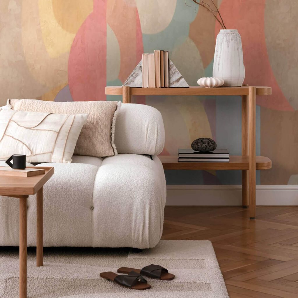 Profhome 791455-GU Fototapete Abstrakt orange gelb blau oliv-grau 1,59 m x 2,8 m