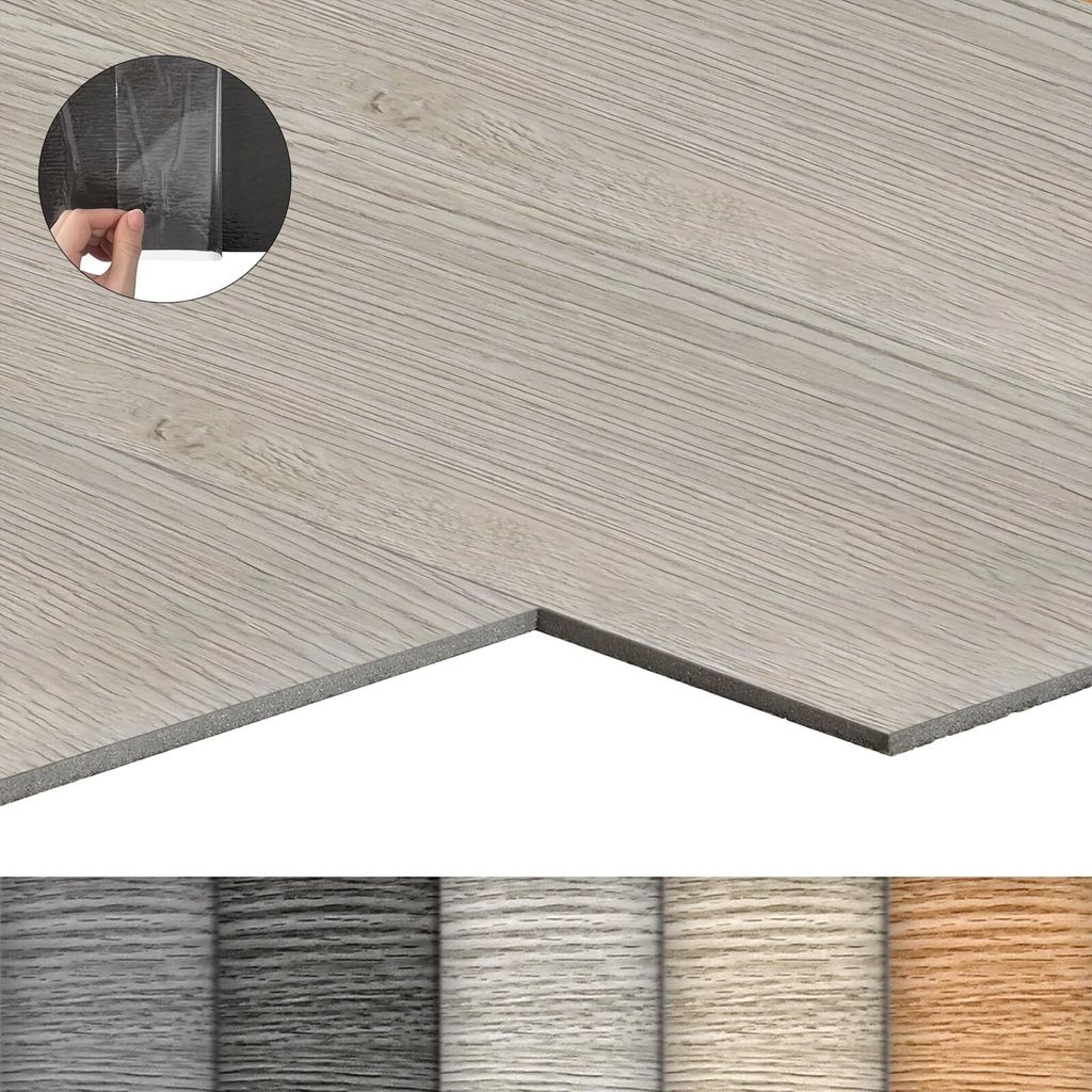 NAIZY PVC Bodenbelag Vinylboden Selbstklebend mit Holz-Effekt, 18 Vinyl Fliesen 2,51m² Bodenfliesen Selbstklebend, Klebefliesen Boden Verschleißf...