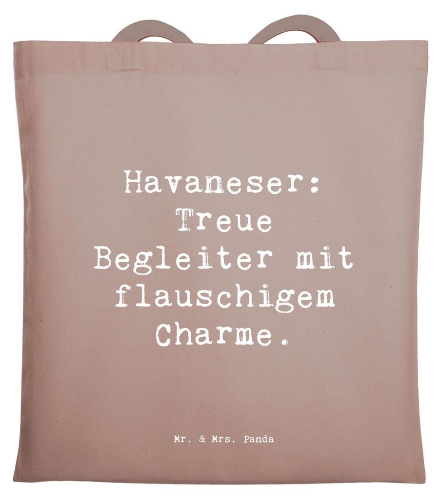 Mr. & Mrs. Panda Beutel Spruch Havaneser Charme - Braun Pastell - Geschenk, Hunderassen, Tote Bag, Lächeln ins Gesicht, Pflege, Hunderasse, Jutebe...