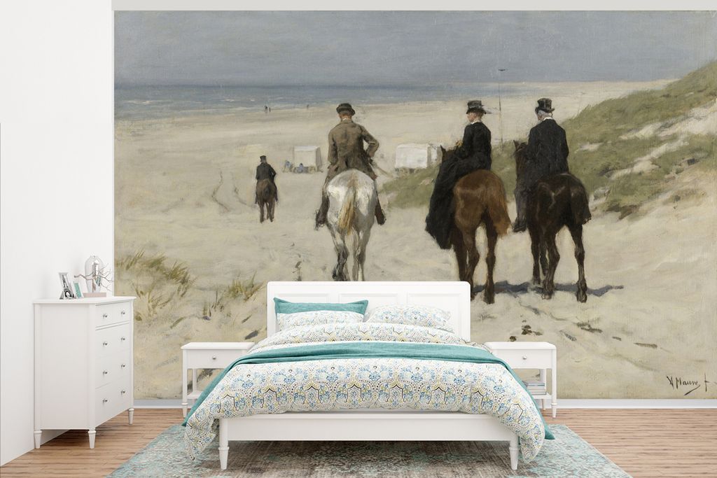 MuchoWow Fototapete für Wohnzimmer oder Schlafzimmer Wandtapete Vinyl Motivtapete Morgendlicher Ausritt am Strand entlang - Anton Mauve - 405x26...