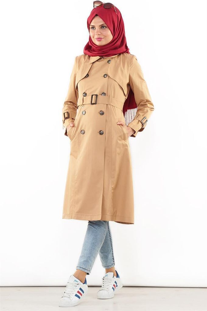 Damen Mantel Trenchcoat Jacke Kamelbraun 38 Langmantel Produktbild 