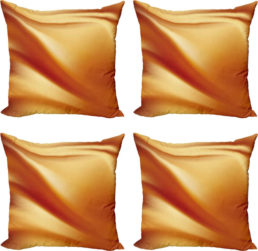 ABAKUHAUS Orange und Gelb Kissenbezug Set (4 Stück), Wellenförmige Farbkurven, Moderner Doppelseitiger Digitaldruck, 60 cm x 60 cm, Orange Gelb