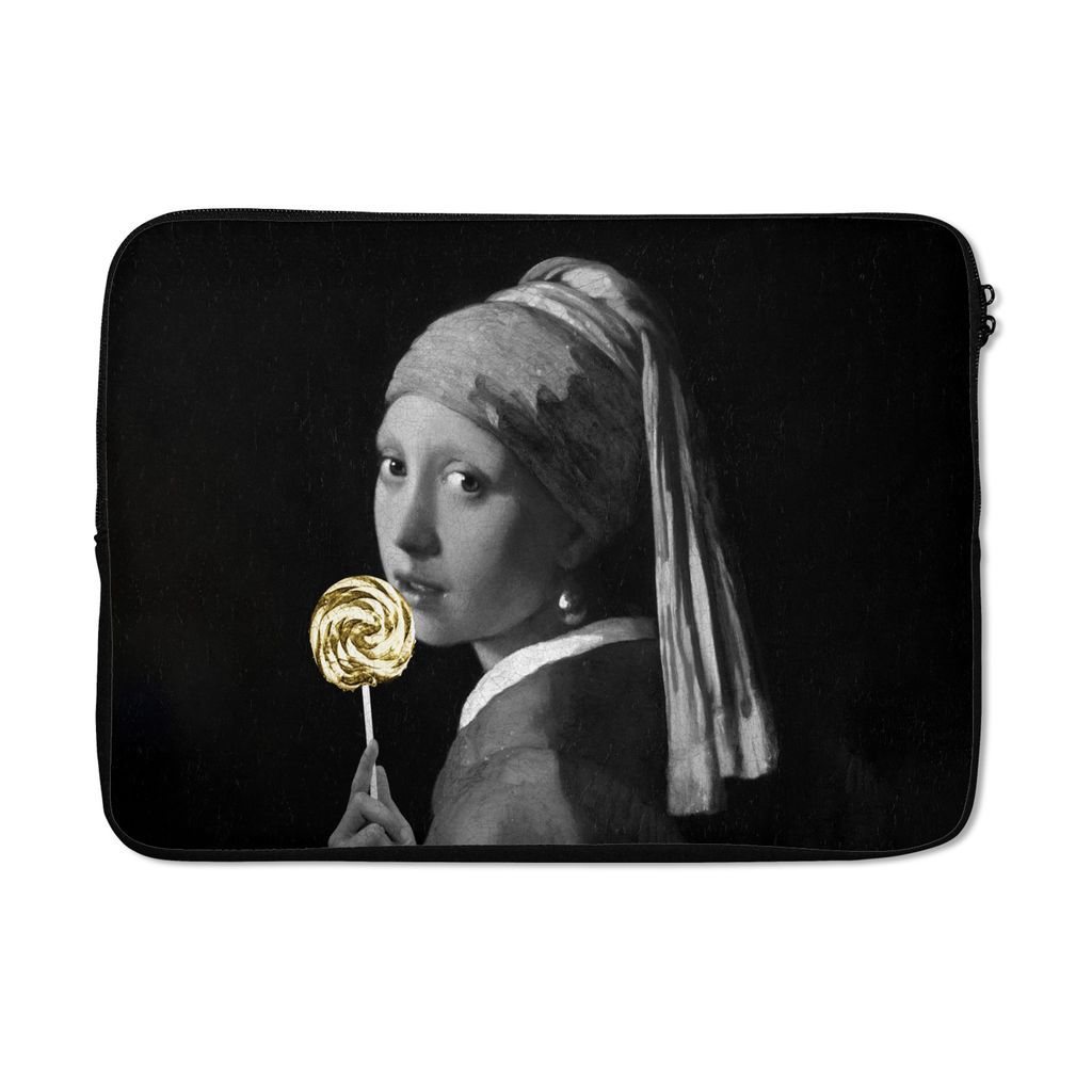 MuchoWow Laptop Hülle 14 ZollMädchen mit Perlenohrring - Johannes Vermeer - Schwarz und weiß Laptoptasche - Laptoptasche - Stoßsicher - Schut...