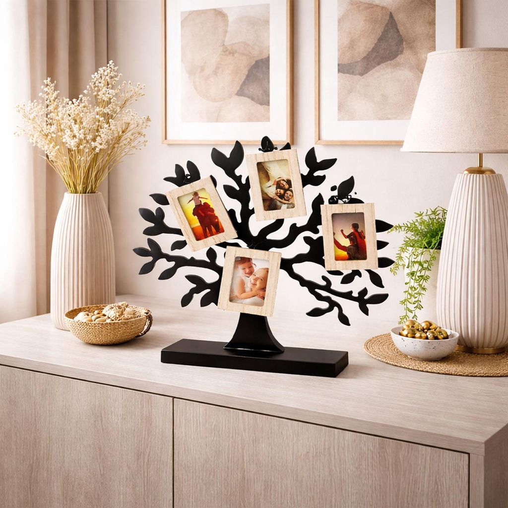 Holz Stand-Deko Lebensbaum Standfigur Deko Objekt Bilderrahmen