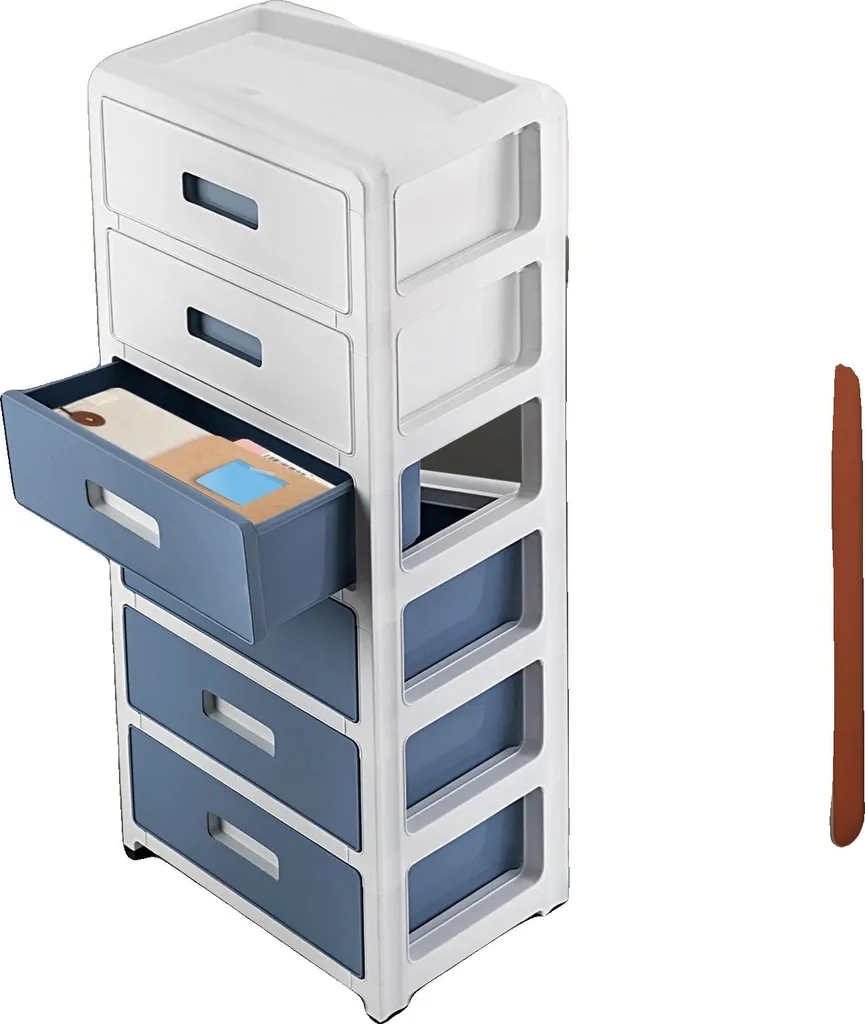 Organiseur 6 niveaux bleu chariot de rangement mobile et empilable