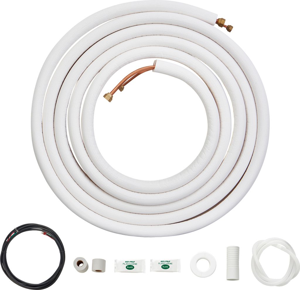 VEVOR 7620 mm Mini-Split-Leitungssatz, 6,4 mm und 9,5 mm Außendurchmesser Kupferrohre und dreischichtige Isolierung, für Klimaanlagen oder Heizun...