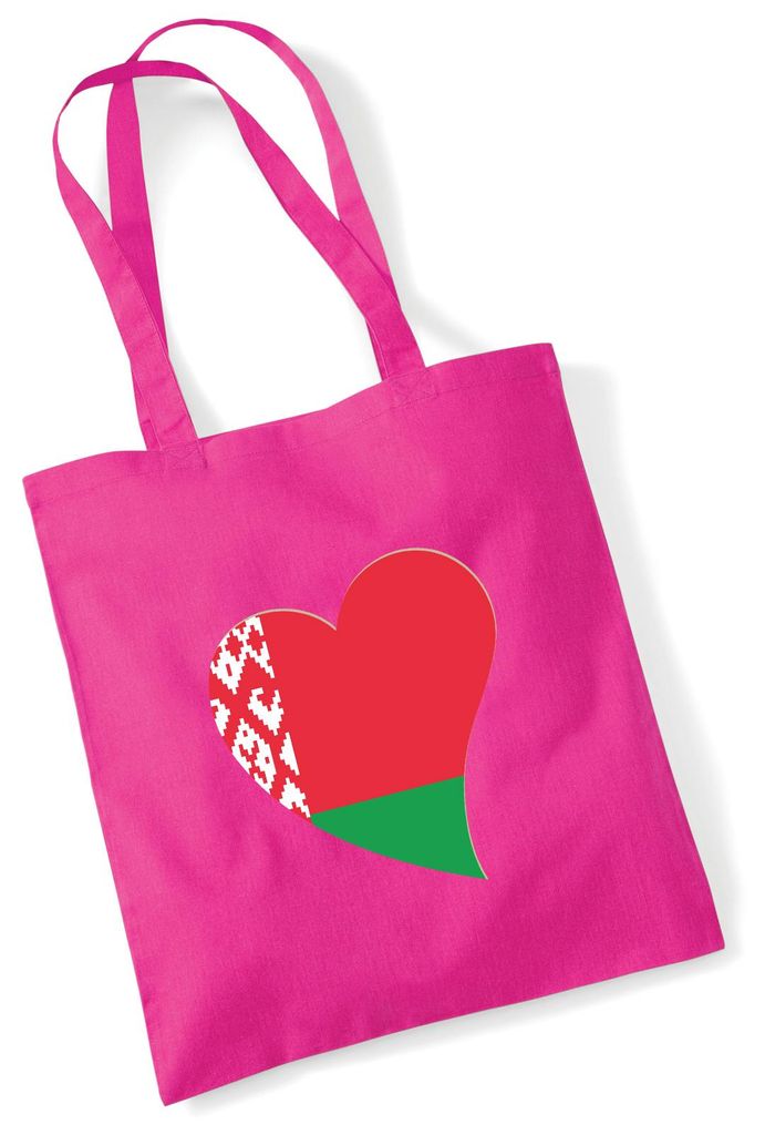 Huuraa Jutebeutel Belarus Flagge Herz 10 Liter Fuchsia Baumwolle Tasche Geschenkidee