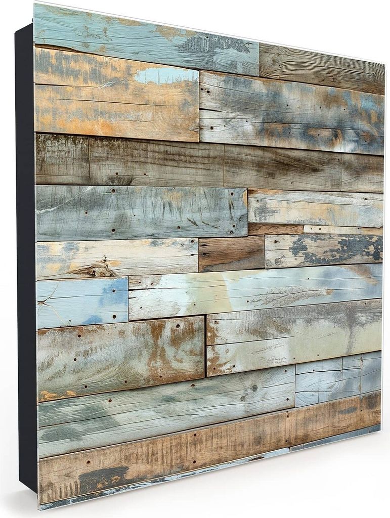Nachbildung-Schlüsselkasten, Magnetpinnwand und Memoboard mit Glasfront Motiv Alte Holzplanken