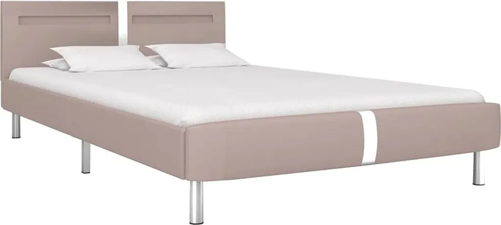 vidaXL Cadre de Lit avec LED Cappuccino-Brun 135x190 cm sans Matelas
