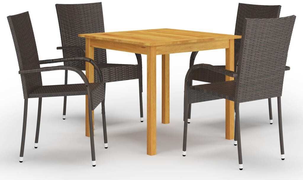 The Living Store 5-tlg. Garten-Essgruppe Braun