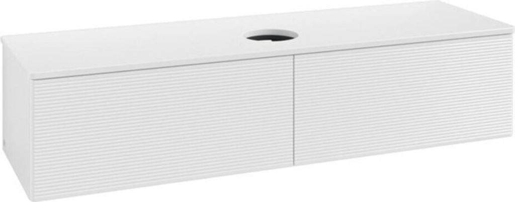 V&B Waschtischunterschrank mit Frontstruktur -Beleuchtung Antao 160x50cm, WBP-farbe Lac, glo wh. lacquer