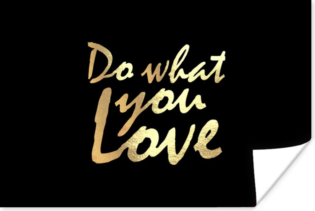 MuchoWow Poster Zitat - Liebe - Schwarz - Gold 120x80 cm - Bilder