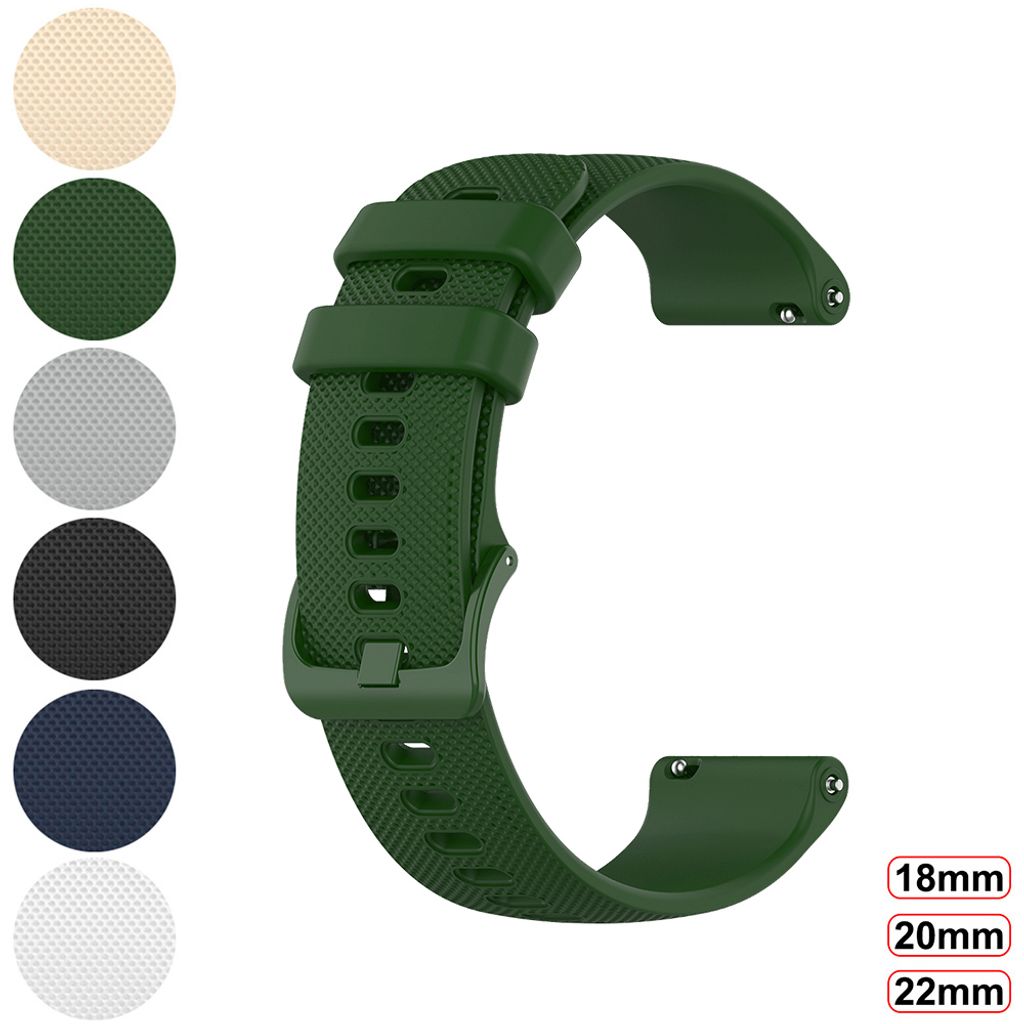 Dunkelgrün Silikon-Uhrenarmbänder, Schnellverschluss, wasserdicht, weiches Gummi, Ersatzarmband mit Metallschnalle für Damen und Herren, 18mm