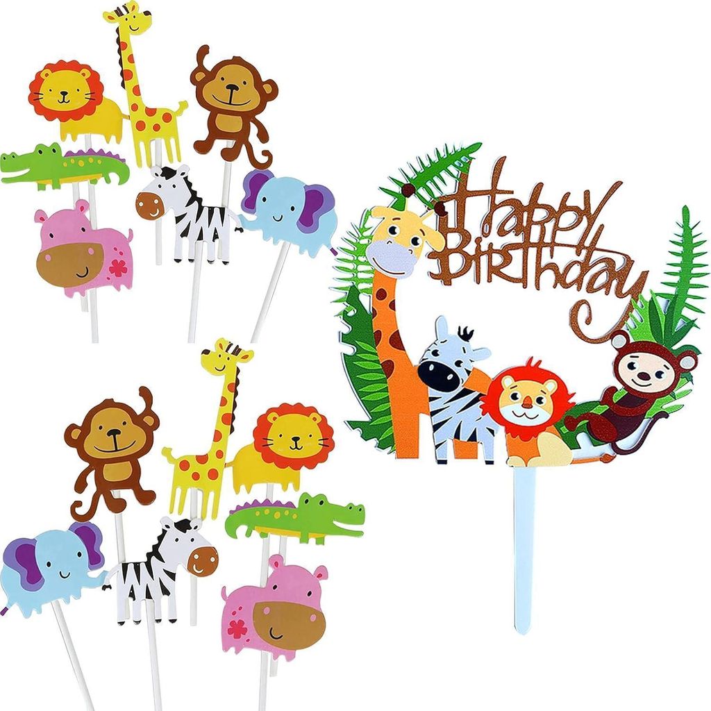 Cake Topper Zoo Dschungel Geburtstag Tiere Kuchendeko Produktbild 