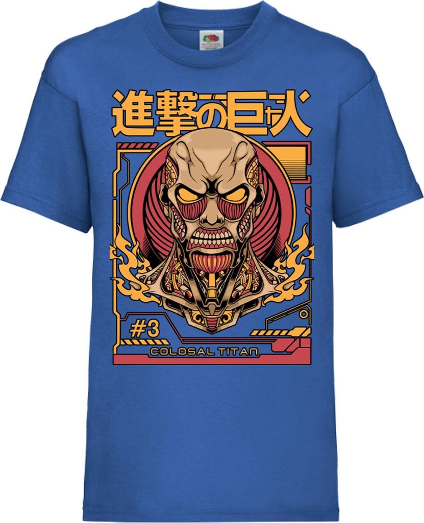 Kinder T-Shirt Attack Anime On Titan Colosal Titan Colosal Attack, 12-13 Jahr - 152 / Blau