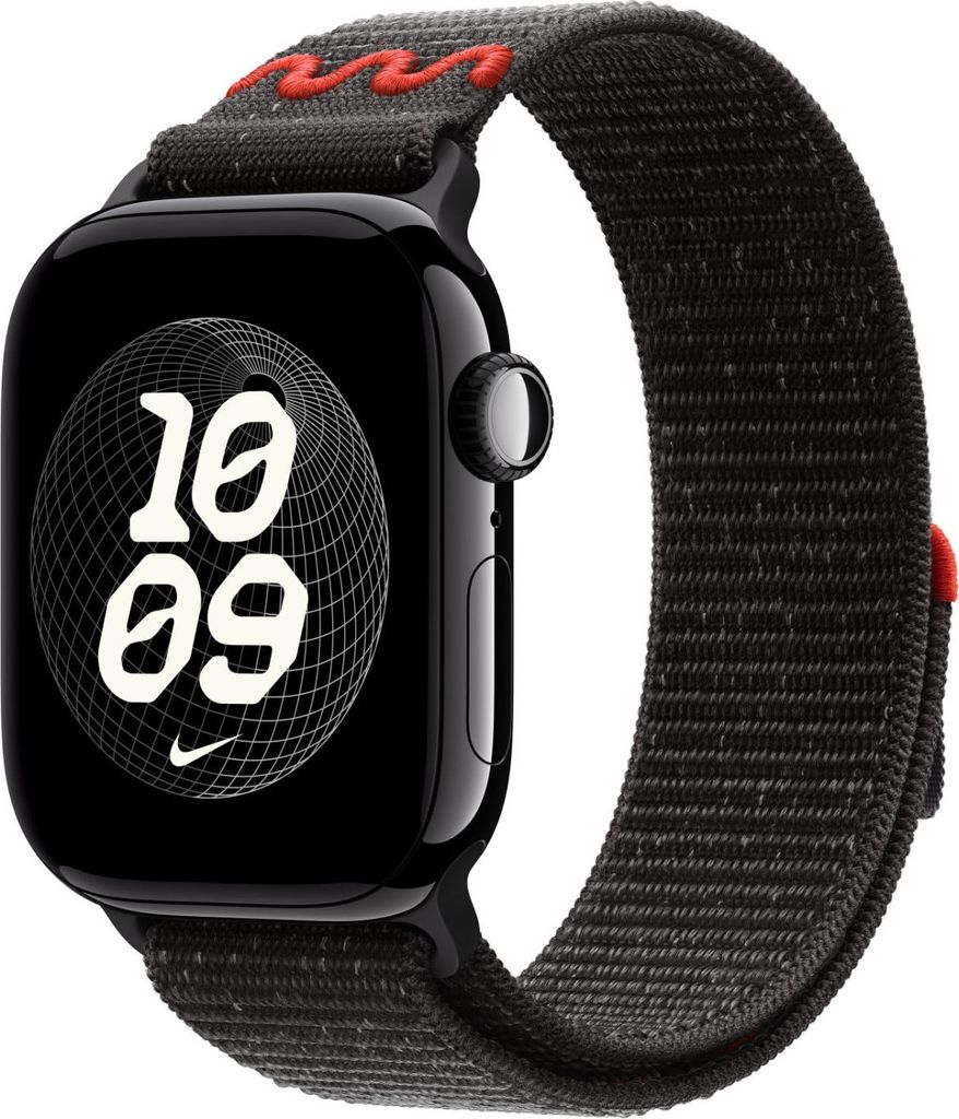 Apple Nike Sport Loop Band Schwarz Nylon, Recyceltes Polyester, Elasthan