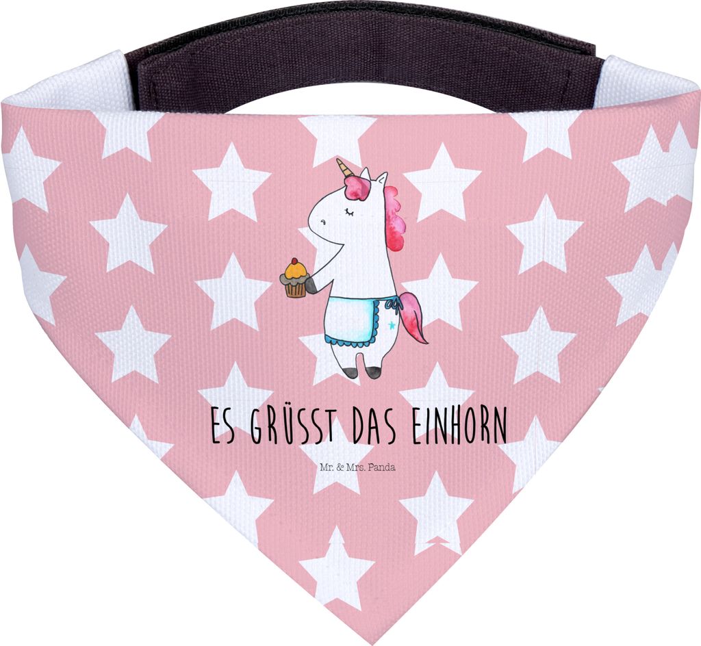 Mr. & Mrs. Panda Hund Halstuch Einhorn Muffin - Rot Pastell - Geschenk, Bandana für Hunde, Geburtstagsgrüße, Tuch, Kekse, Liebesgrüße, Geburts...