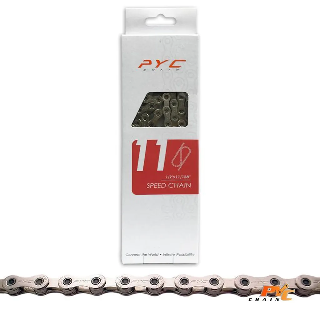 Chaîne de vélo 11 vitesses 116 maillons PYC haute performance argentée
