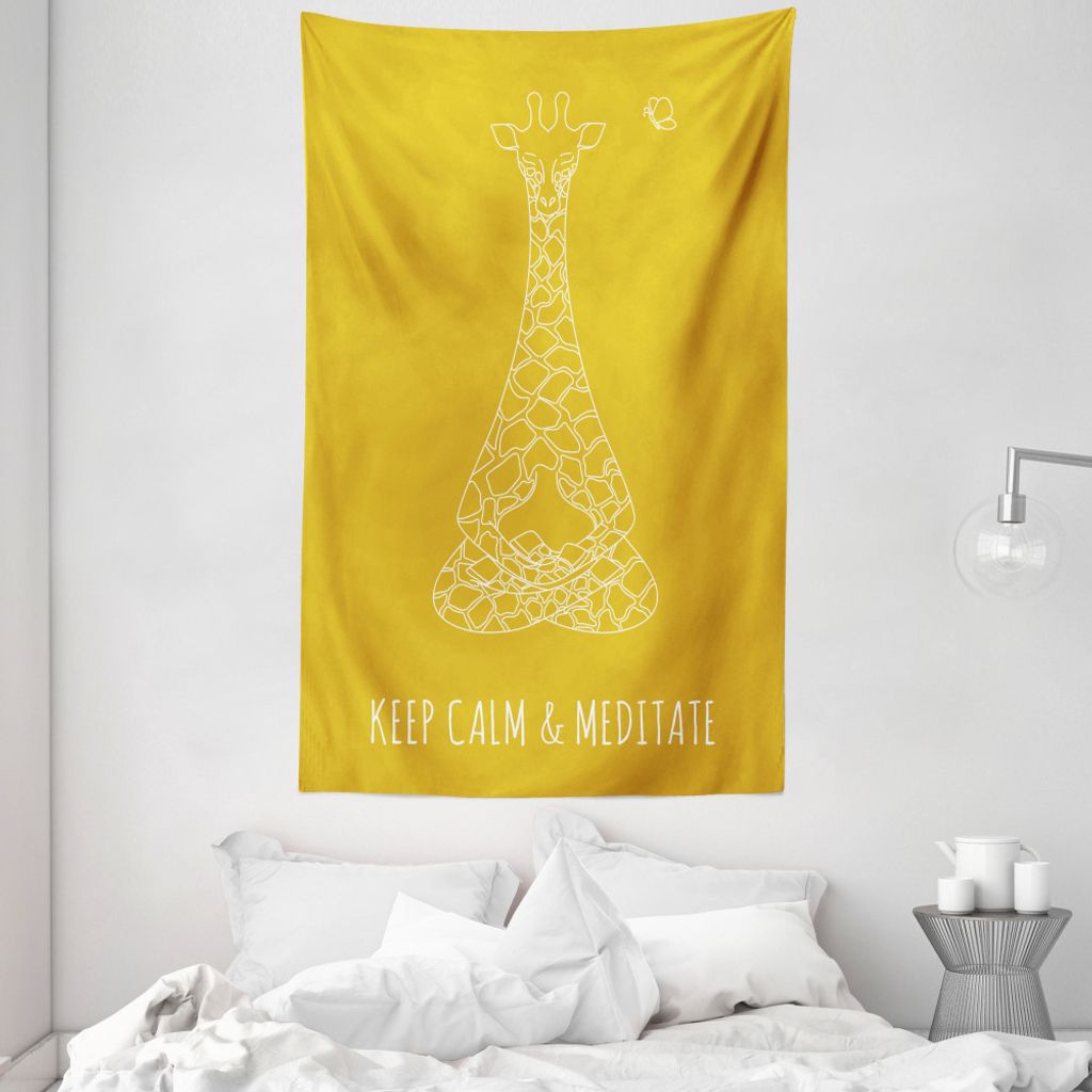 ABAKUHAUS Ruhe bewahren, ruhig bleiben Wandteppich und Tagesdecke, Meditieren Giraffe aus Weiches Mikrofaser Stoff Waschbar ohne Verblassen Digital...