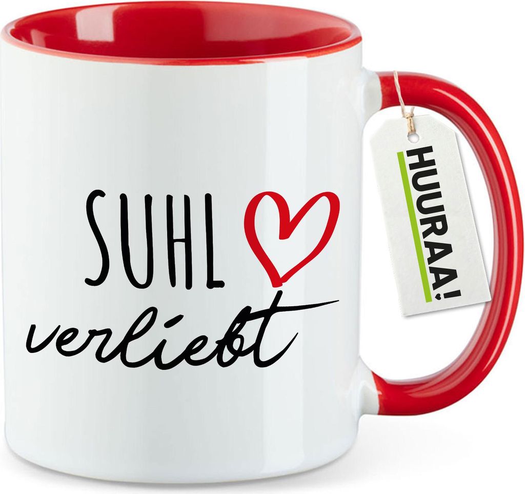 Huuraa Kaffeetasse Suhl verliebt 330ml Rot Keramik Kaffeebecher Geschenkidee