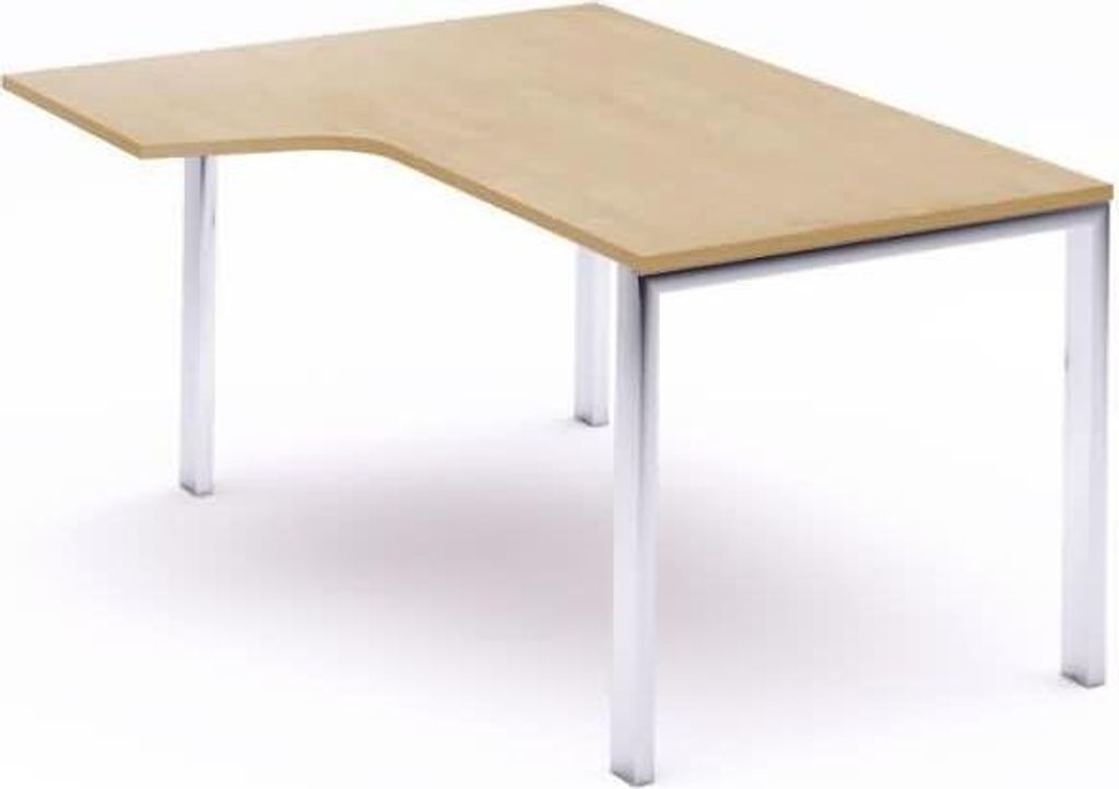 Schreibtisch Total L-Form links BxTxH 160x120x73cm Gestell verchromt Platte Melamin buche.