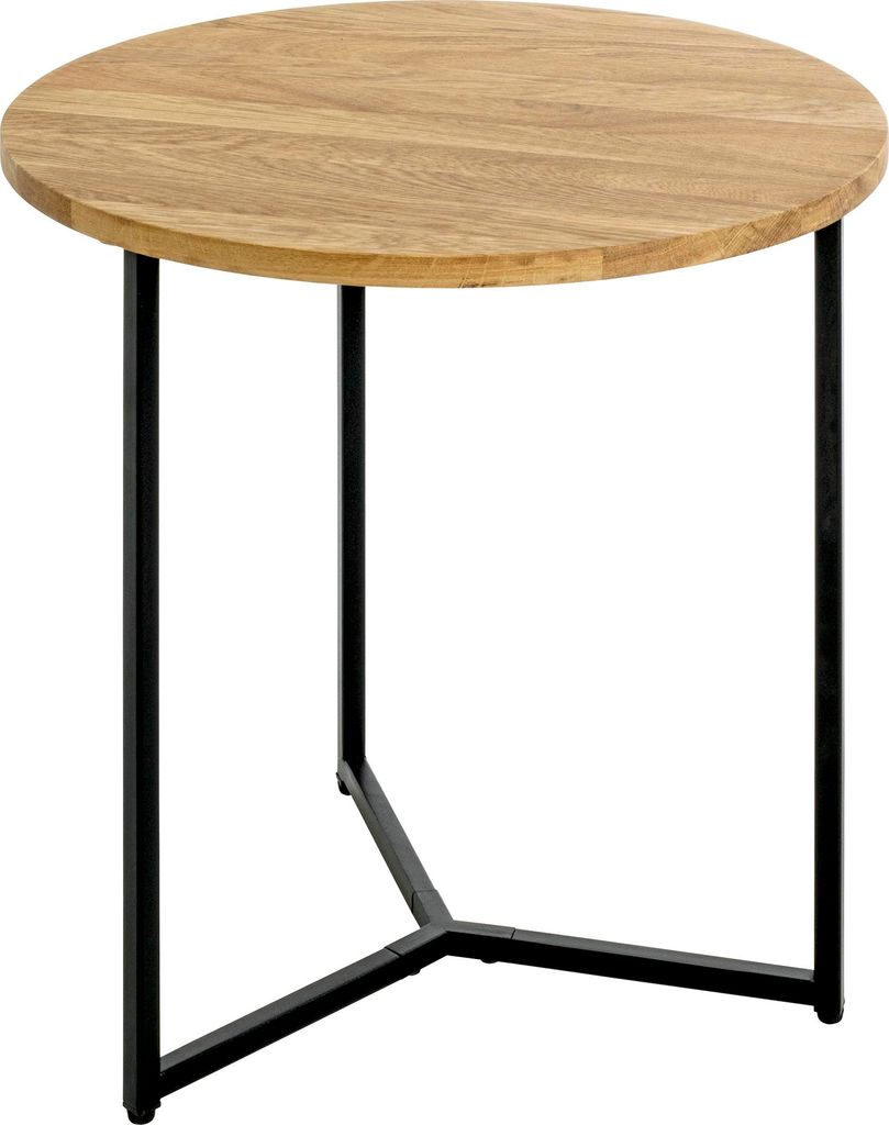 HAKU Beistelltisch eiche, schwarz - Massivholz, Metall, B/H/T: 50x52x50 cm