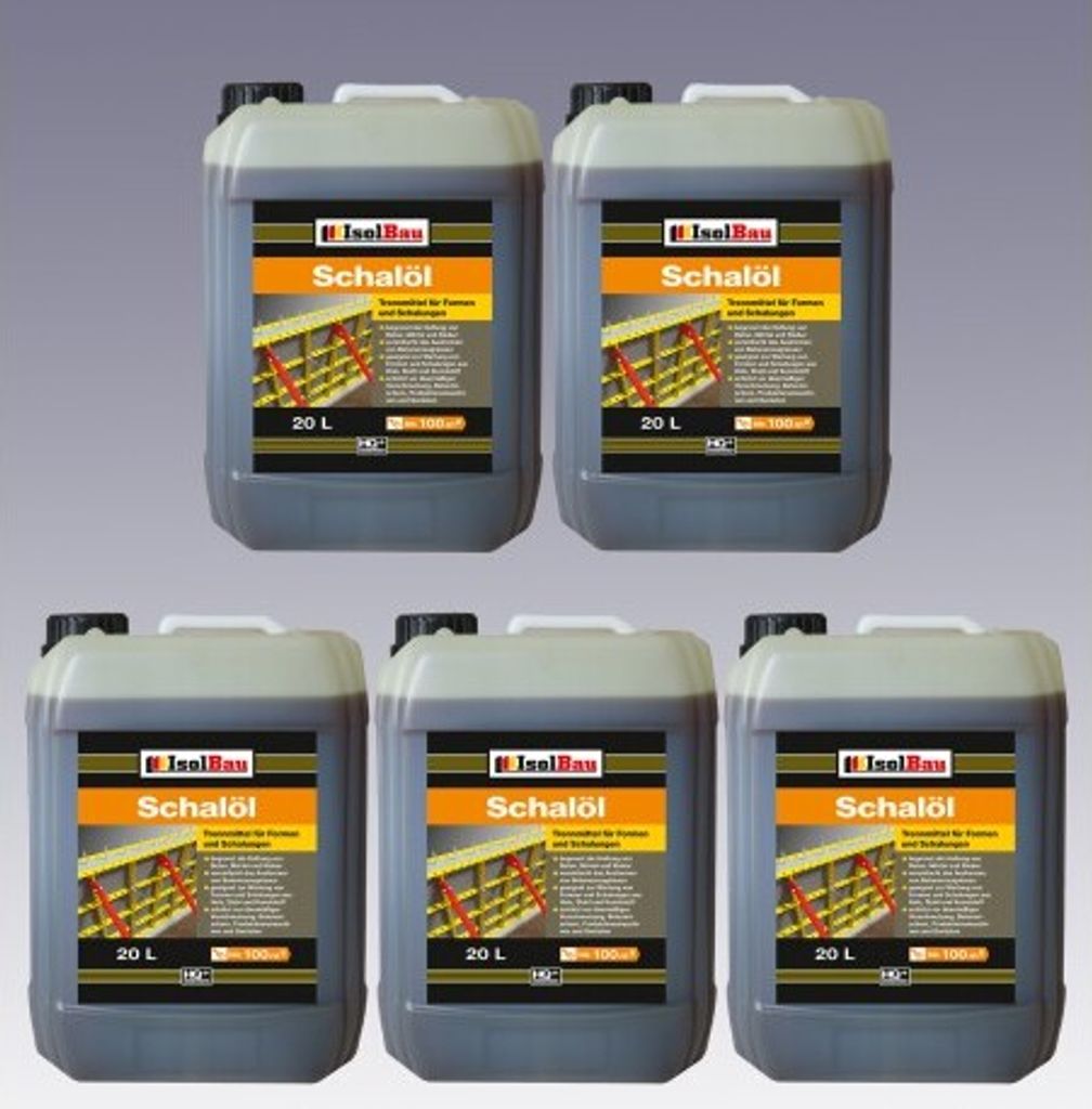 Isolbau Schalöl Professional - 5x 20 Liter Trennmittel für Formen & Schalungen - Beton-Trennmittel, begrenzt die Haftung von Beton, Mörtel & Kleber