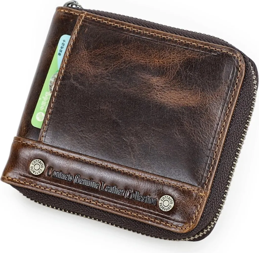 Portefeuille Homme en Cuir Synthétique Café avec Protection Anti-RFID