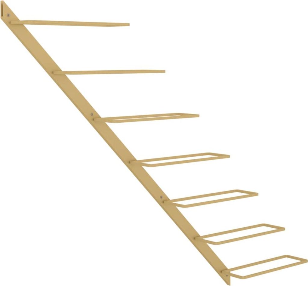 vidaXL Wand-Weinregal für 7 Flaschen Golden Metall