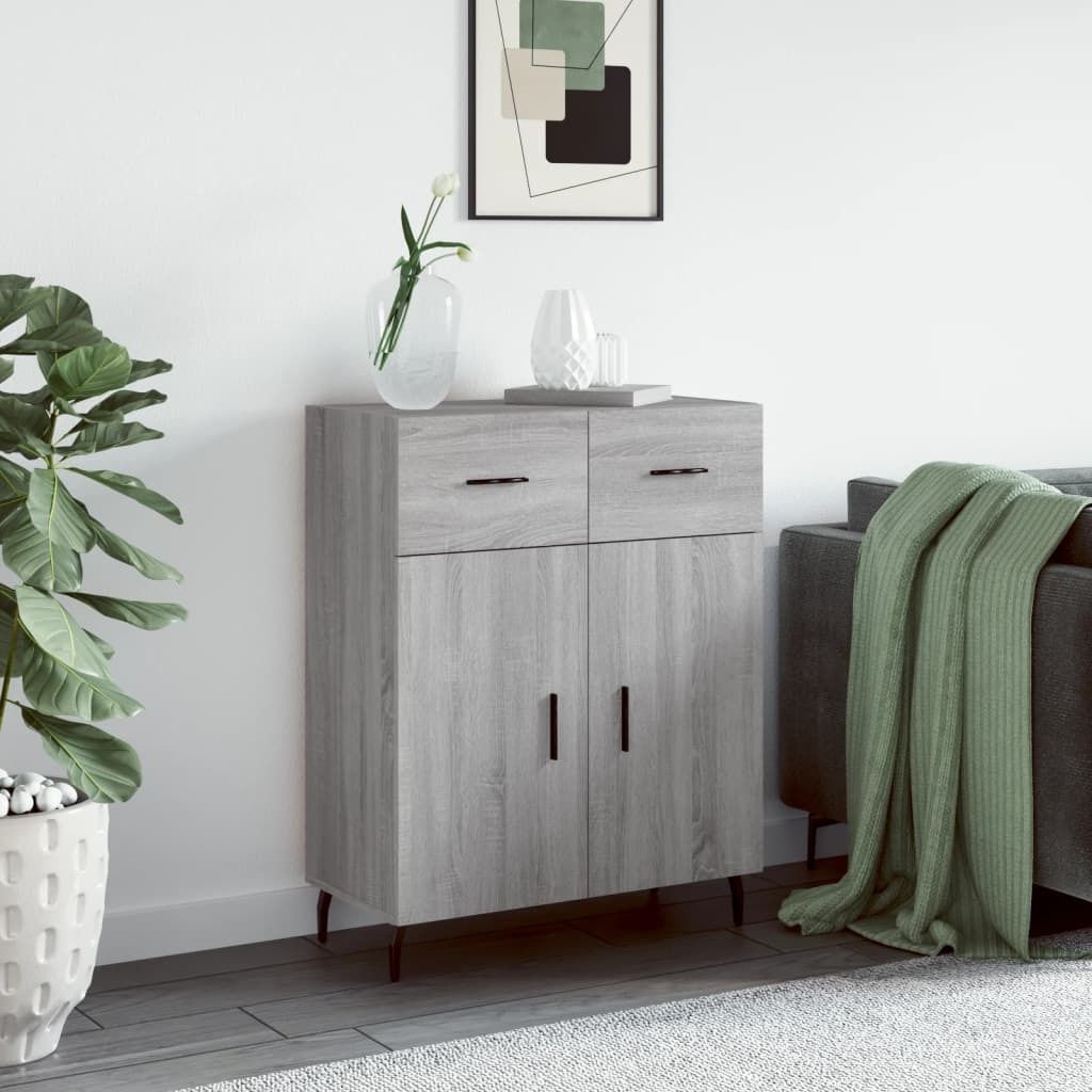 HOMMIE Sideboard/Kommode - elegantes Design - Buffetschrank - Grau Sonoma 69,5x34x90cm Holzwerkstoff NEU901810 - Kommoden