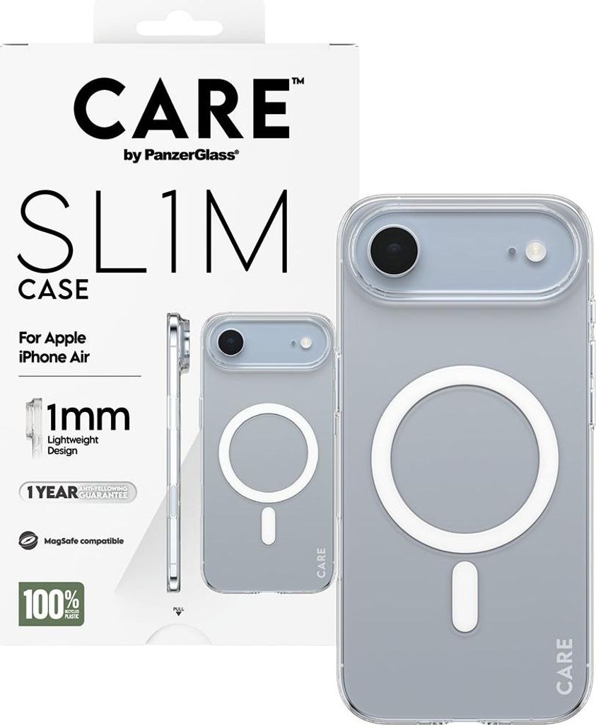 PanzerGlass CARE by SL1M Case Transparent m. MagSafe iPhone Air, Cover, Apple, Apple - iPhone Air, Transparent