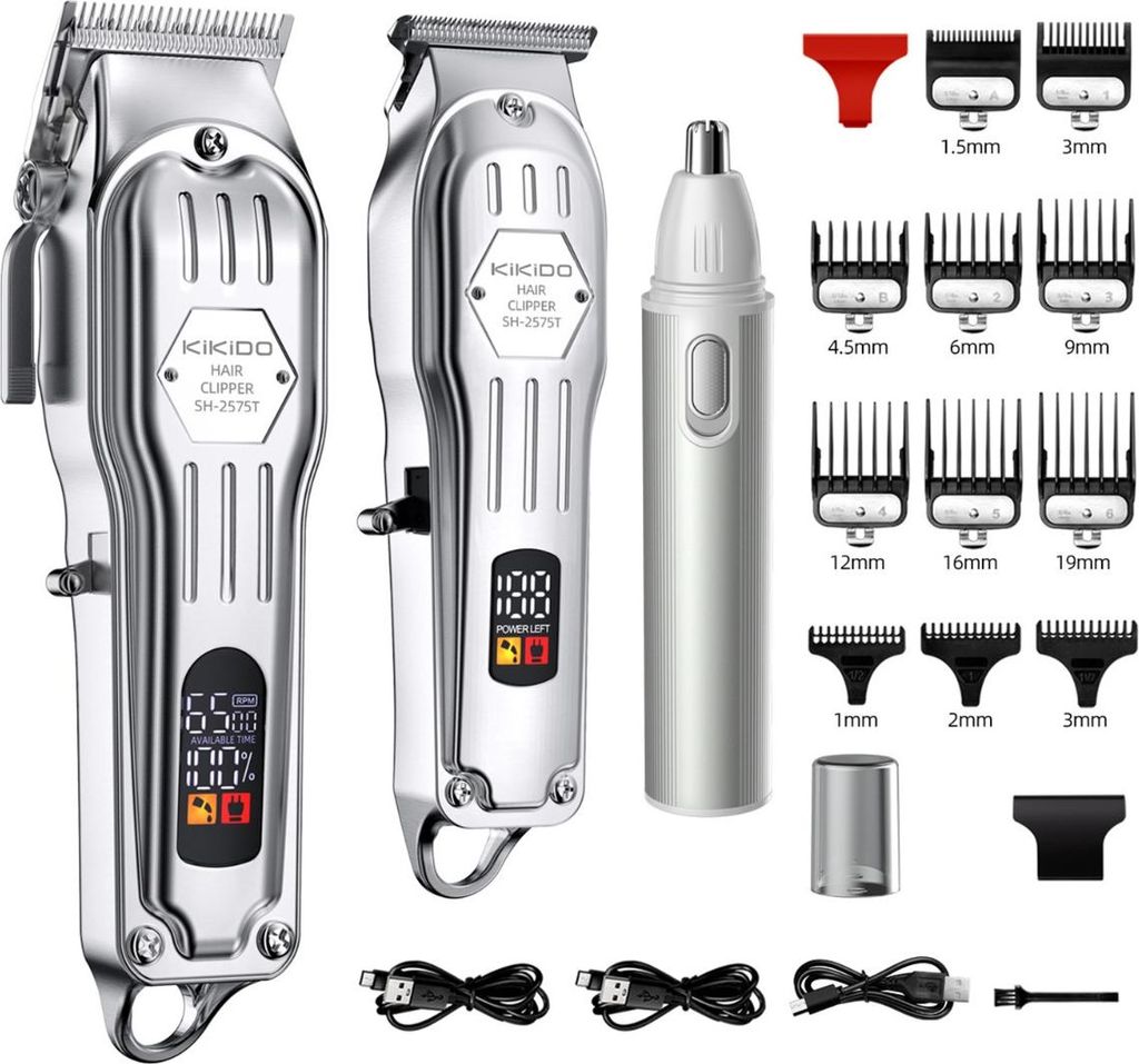 INF 3-in-1 Wiederaufladbarer Haarschneider Set mit LED-Anzeige für Herren