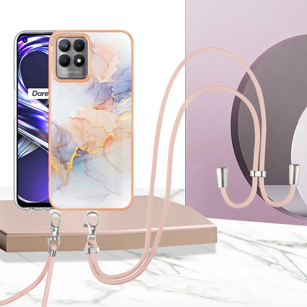 SEAHAI Cover Per Realme 8i, Custodia In Vetro Temperato Sfumato Viola, Paraurti In TPU Morbido, Antiurto - 4