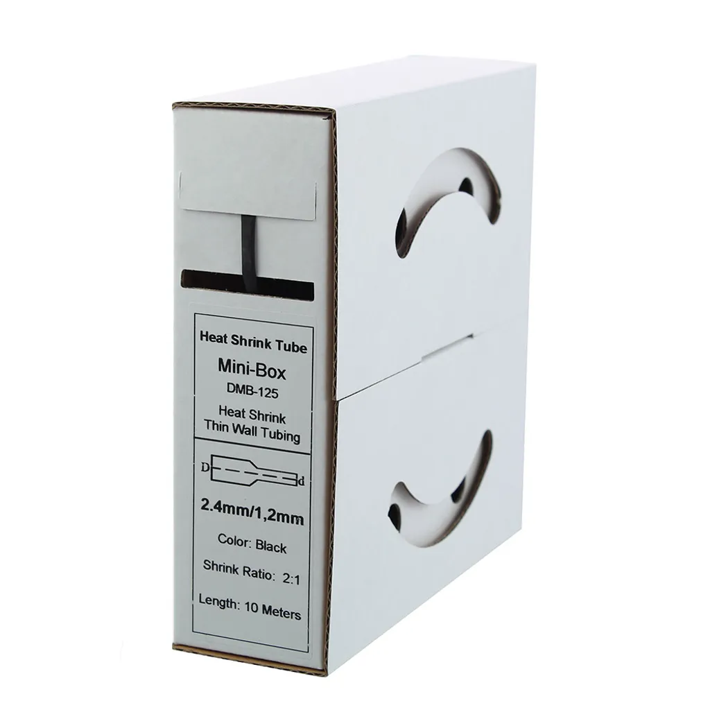 Manchon thermorétractable 2,4mm noir pour isolation de câbles 10m