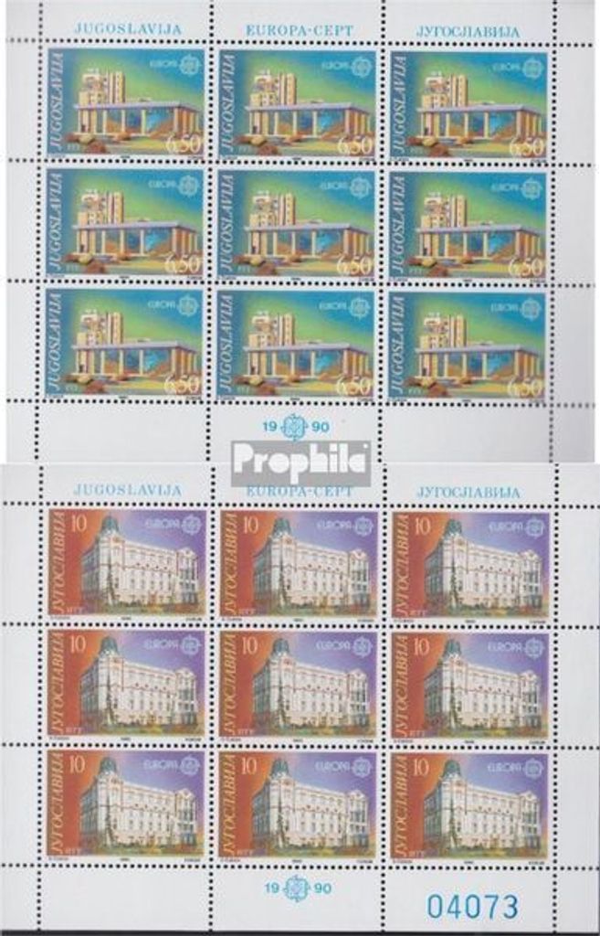 Briefmarken Jugoslawien 1990 Mi 2414Klb-2415Klb Kleinbogen (kompl.Ausg.) postfrisch Europa: Postalische Einrichtungen