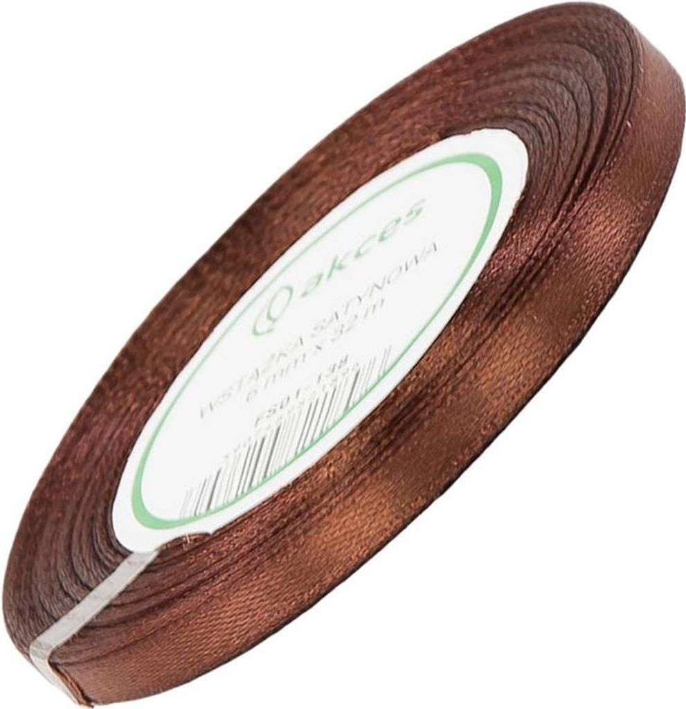 Wstążka satynowa brązowa 6mm - 32mb Zdjęcie produktu 