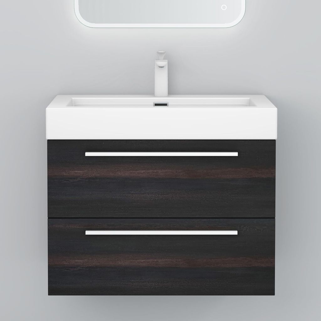 Mai & Mai Badmöbelset Komplett Set Waschbeckenunterschrank 73cm Unterschrank mit Waschschbecken aus Mineralguss Quadratto
