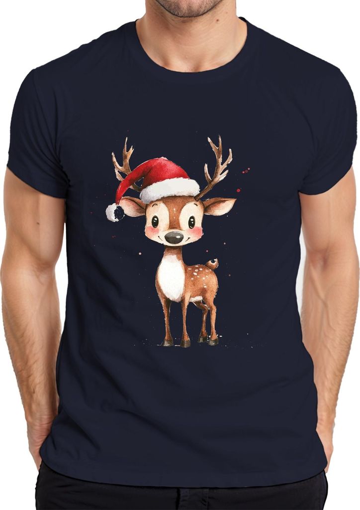 Weihnachtsrentier Süß Weihnachten Geschenk Kinder Santa Herren T-Shirt, Navy, S