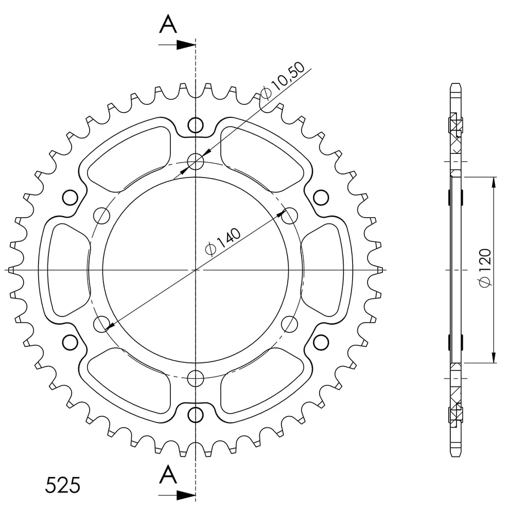 Couronne de Transmission pour Moto de Route Supersprox 525-46T Gold