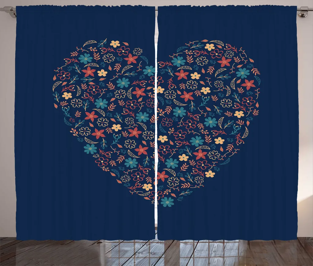 Rideau décoratif pour salon et chambre motif rustique bleu 280x225 cm